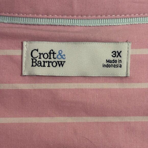NWT CROFT & BARROW Pink/White Blouse with Buttons (Cotton/Spandex) - 3x - Picture 7 of 15